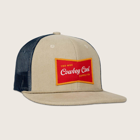 Cowboy Cool - Banquet Trucker Hat: Tan/Navy / OS